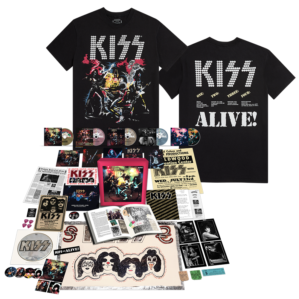 Alive! 50th Anniversary Super Deluxe 8LP + Blu-ray Audio + ALIVE! Track List T-Shirt