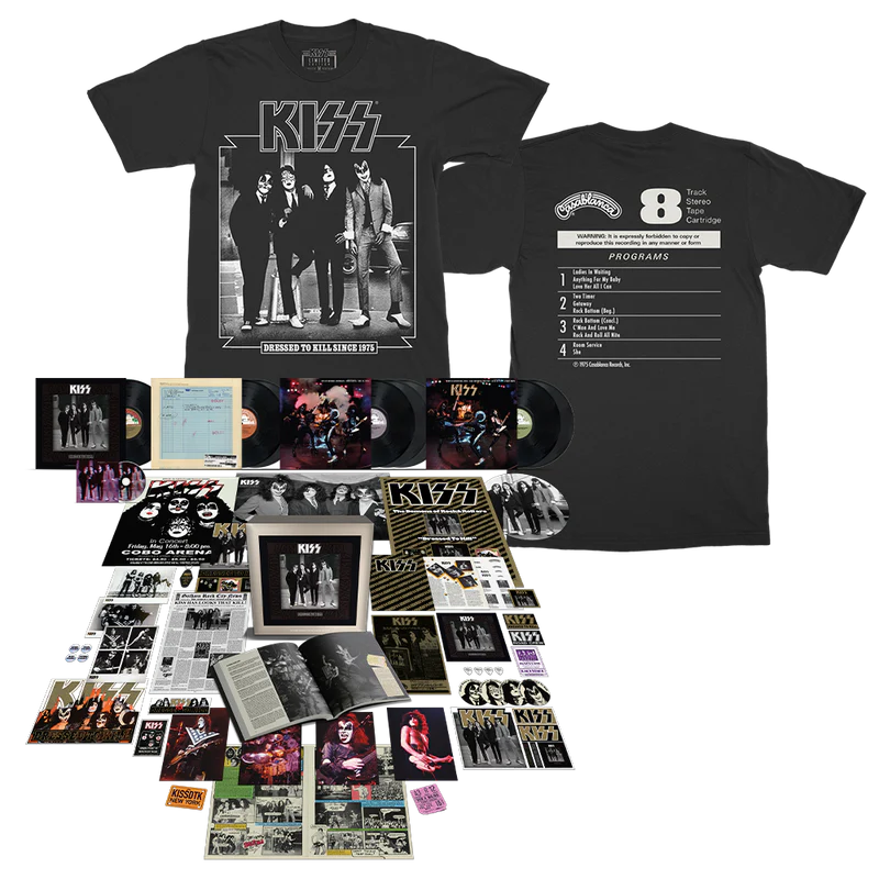 Dressed To Kill 50th Anniversary Super Deluxe 8LP + Blu-ray Audio + Dressed To Kill Since 1975 T-Shirt