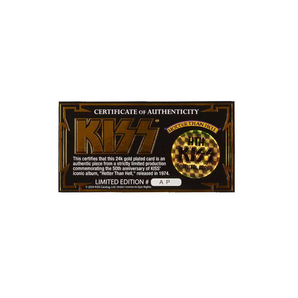 Kiss - Hotter Than Hell 50th Commemorative Gold Plated Trading Card